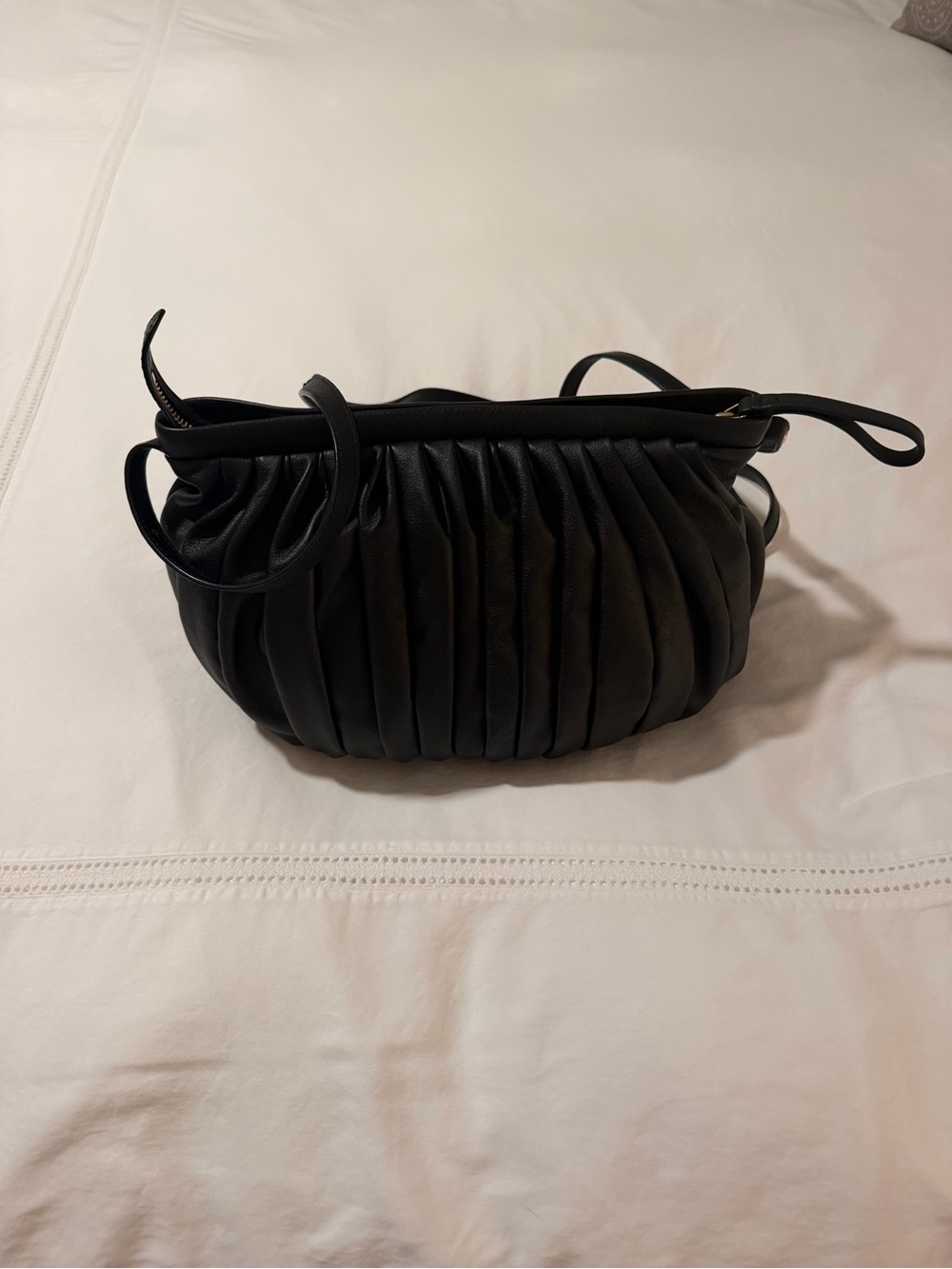Mansur Gavriel Balloon Black Pleated Shoulder Bag